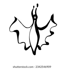 Icono personal inspirado en la danza: Ilustración de murciélago sobre fondo blanco con filair icónico.