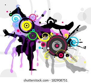 Dancer in abstract splashes