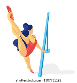 Dancer ballet girl doing stretching. Vector flat cartoon illustration