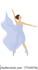 Dancer in ballet slippers and in transparent attire - isolated on white background - art vector.