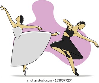 Dancer Black White Illustration Vector