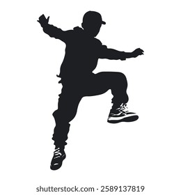 Dancer boy silhouette vector illustration with isolated background