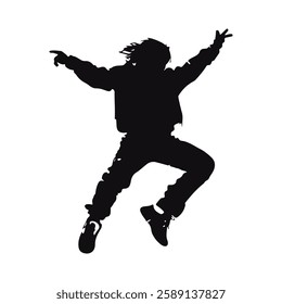 Dancer boy silhouette vector illustration with isolated background