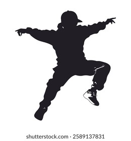 Dancer boy silhouette vector illustration with isolated background