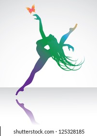 Dancer With Butterfly EPS 8 Vector