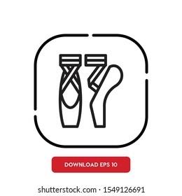 Dancer clothes symbol, point shoes outline vector icon
