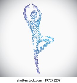 Dancer consist of dots on the gray backdrop