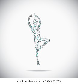 Dancer consist of dots on the gray backdrop