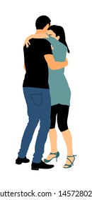 Dancer couple in love vector illustration isolated. Sensual tango dance on wedding party. Woman and man closeness. Boy hugs girl and dancing salsa.