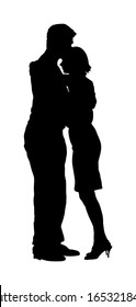 Dancer couple in love vector silhouette illustration isolated. Sensual tango dance on wedding party. Woman and man closeness. Boy hugs girl and dancing salsa.