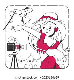dancer dances against the background on camera
