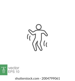 Dancer dancing icon line. Human figure in dance pose. Energetic person in street walking, annoyed man, trendy flat from activities collection. Vector illustration. Design on white background. EPS 10