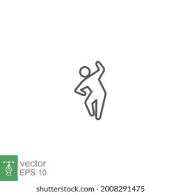 Dancer dancing icon solid. Free human, positive person, jump, man. Element of walking and running people. crazy figure, Warming up activity Vector illustration. Design on white background. EPS10