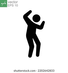 Dancer Dancing Icon Solid In Trendy Style. Man Dancing Simple Element Can Be Use For Web And Mobile. Annoyed Human Figure Feelings Happy Walking. Vector Illustration Design On White Background. EPS 10