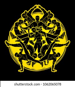 Dancer,  Dancing people, Group of people dancing action designed on moonlight background graphic vector.