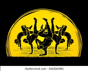Dancer,  Dancing people, Group of people dancing action designed on moonlight background graphic vector.