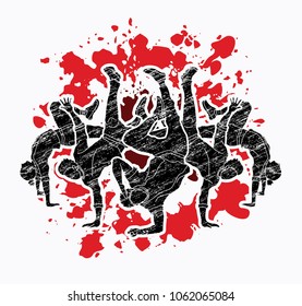 Dancer,  Dancing people, Group of people dancing action designed on splatter ink background graphic vector.