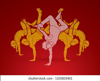 Dancer,  Dancing people, Group of people dancing action designed using geometric pattern graphic vector.