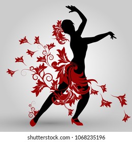 dancer in a dress from plants