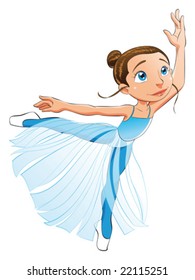 Dancer girl. Funny cartoon and vector character