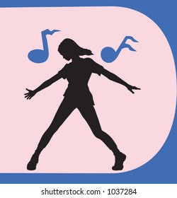 Tänzerin Girl, mit musikalischen Noten.