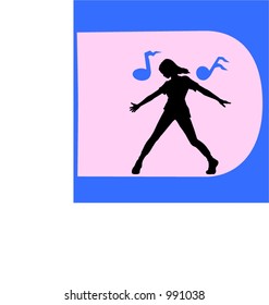 Dancer Girl, with musical notes. Files included: ai 10; eps 8.