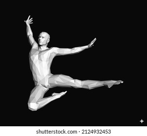 Dancer. Gymnastics activities for icon health and fitness community. Sport symbol. Design element. 3D vector illustration.