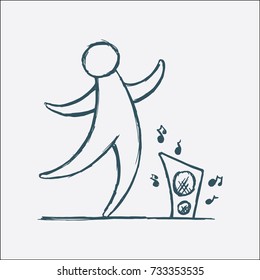 Dancer hand drawn illustration.
Music theme vector design.