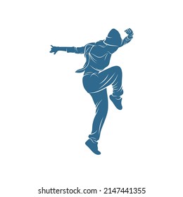 Dancer Hip hop design vector template, Street dancer silhouette vector illustration, break dance, jazz funk, rap, freestyle