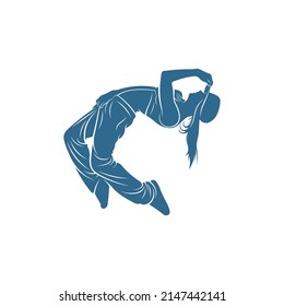 Bailarín diseño de hip hop plantilla vectorial, ilustración vectorial de la silueta de bailarina de la calle, baile de ruptura, funk de jazz, rap, estilo libre