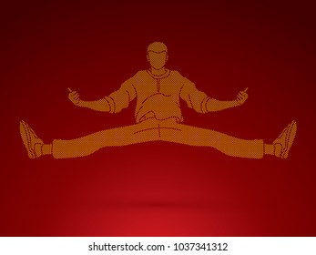 Dancer, Hip hop, Street Dance, B Boy  Dance action designed using dots pixels graphic vector.