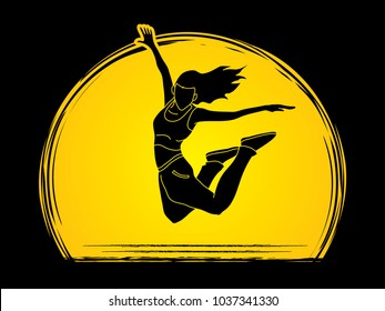 Dancer, Hip hop, Street Dance, B Boy  Dance action designed on moonlight background graphic vector.