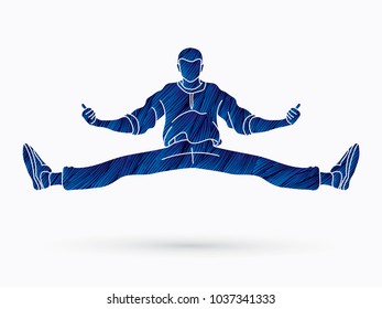 Dancer, Hip hop, Street Dance, B Boy  Dance action designed using blue grunge brush graphic vector.
