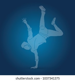 Dancer, Hip hop, Street Dance, B Boy  Dance action designed using dots pixels graphic vector.