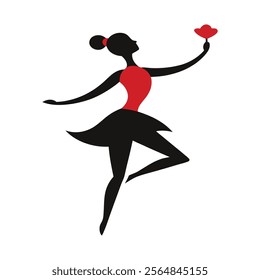 dancer holding rose vector illlustration 