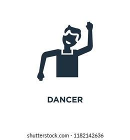 Dancer icon. Black filled vector illustration. Dancer symbol on white background. Can be used in web and mobile.