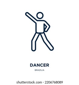 dancer icon from brazilia collection. Thin linear dancer, female, dance outline icon isolated on white background. Line vector dancer sign, symbol for web and mobile