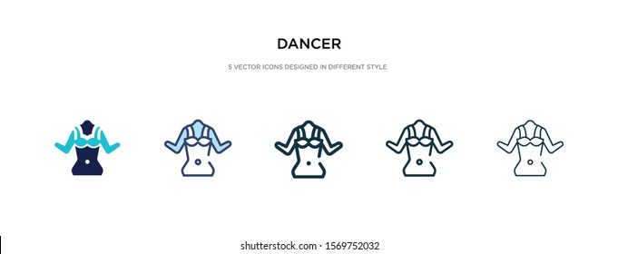 dancer icon in different style vector illustration. two colored and black dancer vector icons designed in filled, outline, line and stroke style can be used for web, mobile, ui