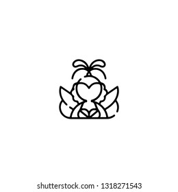 Dancer icon, flat design line art thin style, vector illustration. Festive carnivals in Brazil and Mardi Gras in Venice