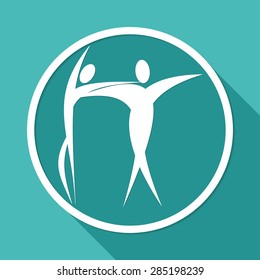 dancer icon on white circle with a long shadow