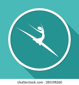 dancer icon on white circle with a long shadow