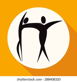 dancer icon on white circle with a long shadow