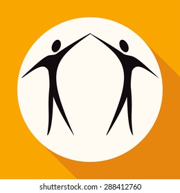 dancer icon on white circle with a long shadow