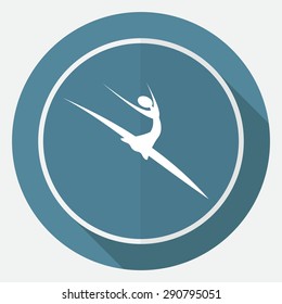 dancer icon on white circle with a long shadow