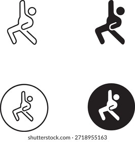 Ícone de dançarino definido em vários estilos e cores isolados no fundo branco, vetor, ilustração