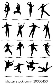 Dancer Jump silhouette various poses - VECTOR
