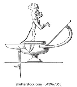 Dancer lamp, vintage engraved illustration. Private life of Ancient-Antique family-1881.

