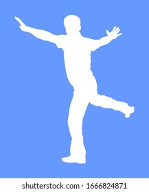 Dancer man play hasapiko vector silhouette isolated on white background. Greek Evzone dancing. Traditional folk dance. Traditional Balkan Greece folklore. Sirtaki, syrtaki . Wedding dance.