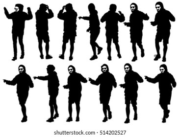 Dancer men in rap style on white background