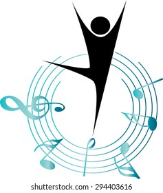 dancer with music note design icon